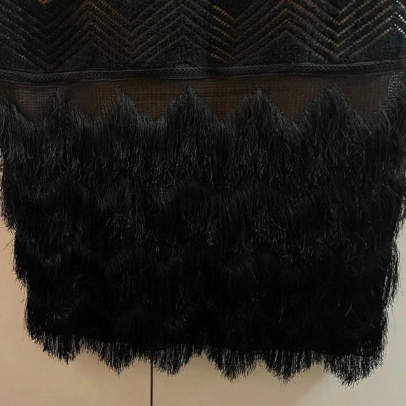 VTG Max studio new cocktail midi lined dress crochet fringe black color Sz XS - Picture 6 of 9